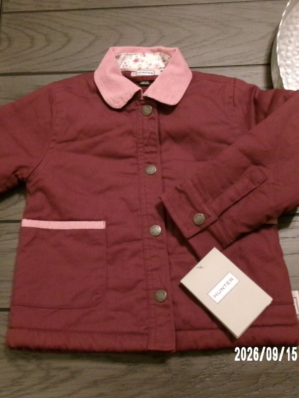 New w/ Tags Hunter Little Girls Burgundy/ Pink Barn Style Jacket size 3T